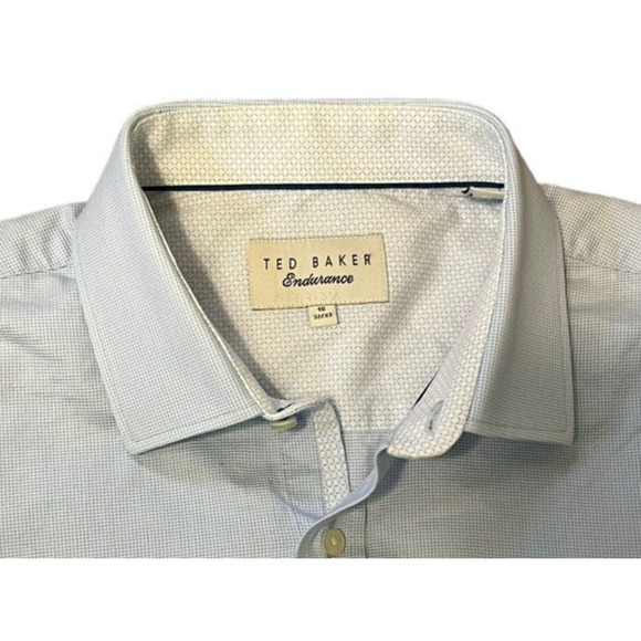 Ted Baker Endurance Shirt 16 32/33 Mens Blue No Tuck Flip Cuff Button Up - Picture 5 of 7